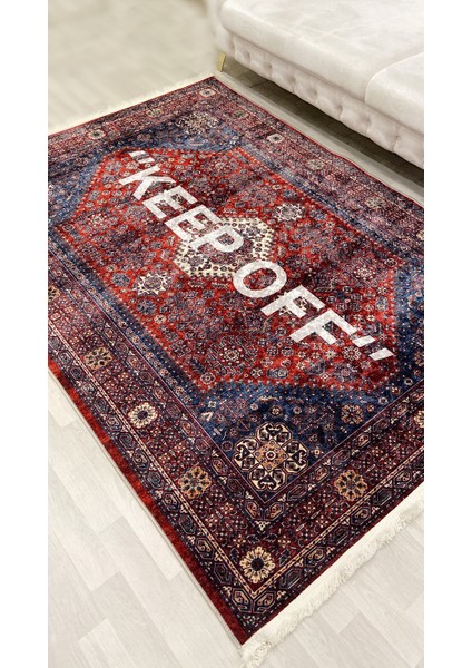 Bordo renk keep off saçaklı lateks taban halı