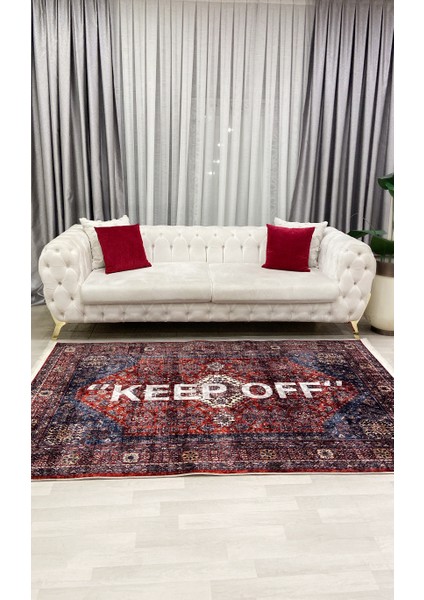 Bordo renk keep off saçaklı lateks taban halı