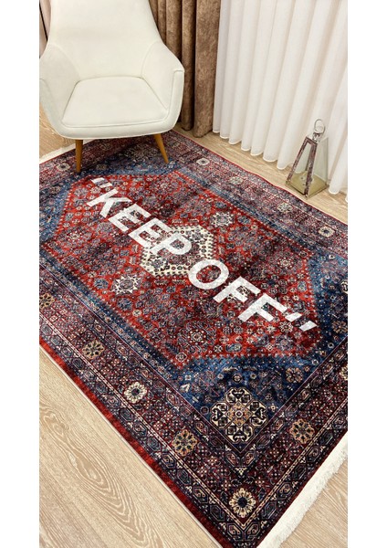 Bordo renk keep off saçaklı lateks taban halı modelleri