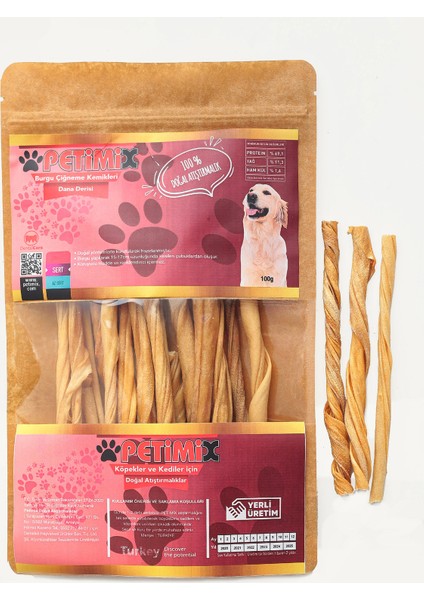 Burgu Deri 100g Çiğneme Kemikleri Köpek Ödülü