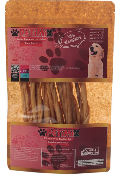 Burgu Deri 100g Çiğneme Kemikleri Köpek Ödülü