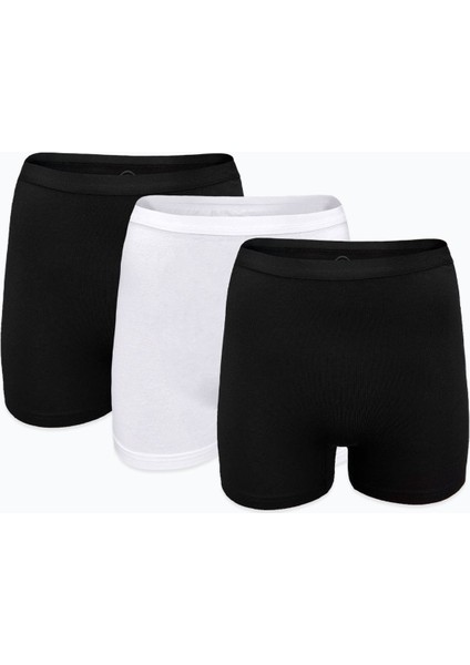 Kadın 3 Lü Siyah Beyaz Iz Yapmayan Modal Yüksek Bel Boxer 3M108