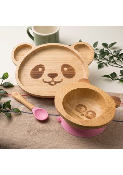 Panda Bambu Tabak Seti Pembe fiyatları