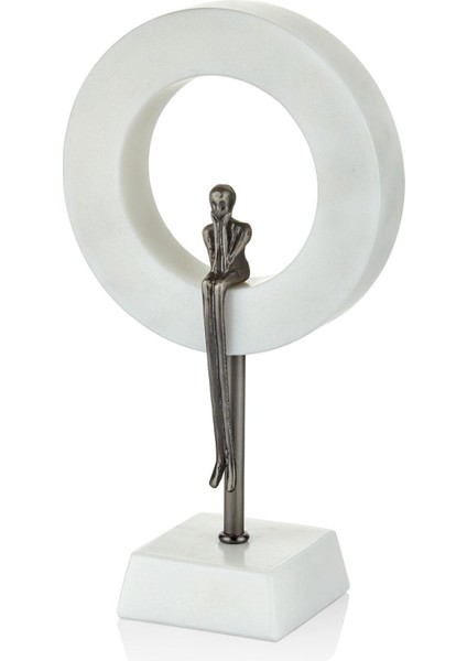 Evza Beyaz Dekoratif Mermer Halka 8*16*27 cm