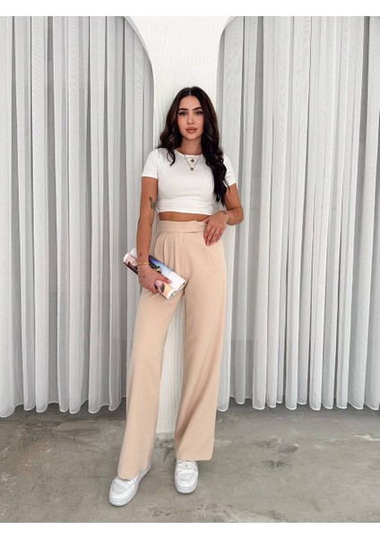 Cırtlı Bol Paça Basic Pantolon