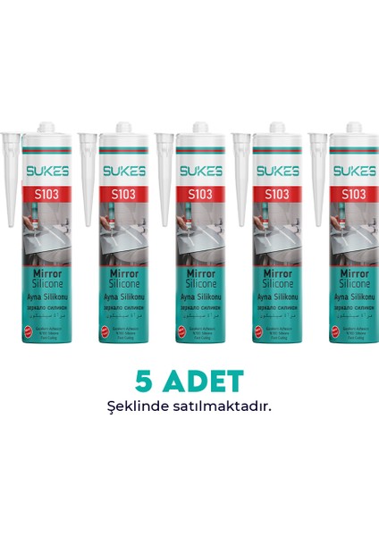 Sukes Ayna Silikonu Şeffaf 5'li Paket