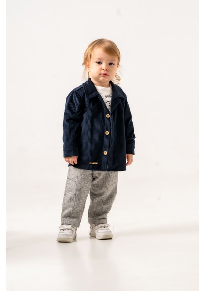 Erkek Bebek Fitilli Kadife Ceketli Üçlü Takım