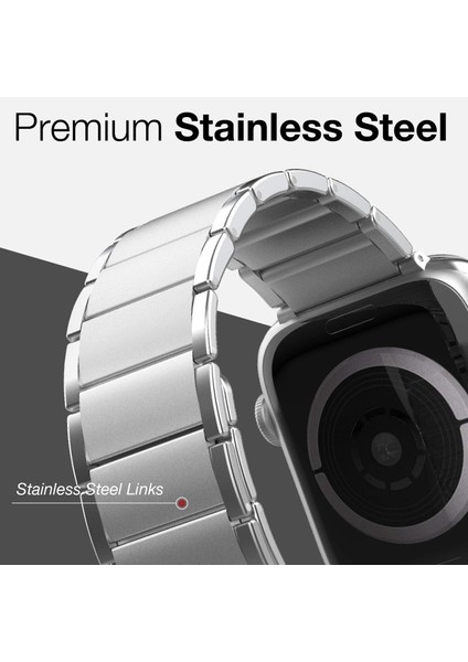 Watch 10 42MM Uyumlu Magnetik Metal Kordon Classic Serisi Gümüş