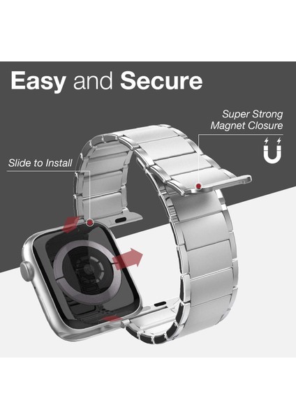 Watch 10 42MM Uyumlu Magnetik Metal Kordon Classic Serisi Gümüş modelleri