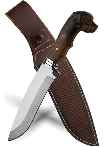 Köpek Başlı Şef Bıçağı Paslanmaz Çelik 28CM Ceviz Ağacı Kılıf li