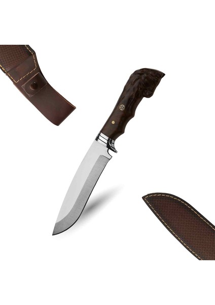 At Başlı Şef Bıçağı Paslanmaz Çelik 28CM Ceviz Ağacı Kılıf li