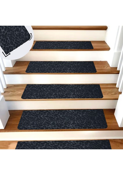 Antrasit Kaydırmaz Keçe Merdiven Matı 22X75 cm - 7 Adet