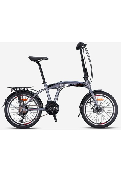 Fd 2100 Katlanır Bisiklet 20 Jant 21 Vites Mekanik Disk Fren Füme-Siyah/kırmızı