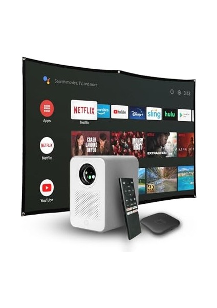 CC500 Yüksek Parlak 3in1 Full Hd Projeksiyon 600 LED Lms Ev Için Stick ve 84 Inç Perde Hediyeli