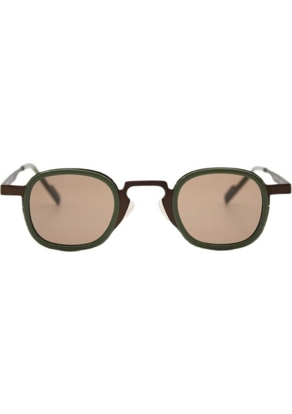 Glasgow 5 41-29 Unisex Güneş Gözlüğü – Yeşil Metal Kare Çerçeve, Kahverengi Mat Cam, UV400 fiyatları