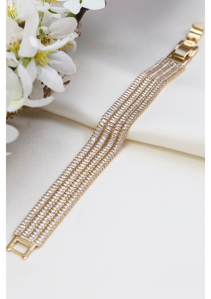 Baget Taşlı Su Yolu Dört Sıra Bileklik