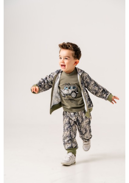 Erkek Bebek Safari Üçlü Eşofman Takımı