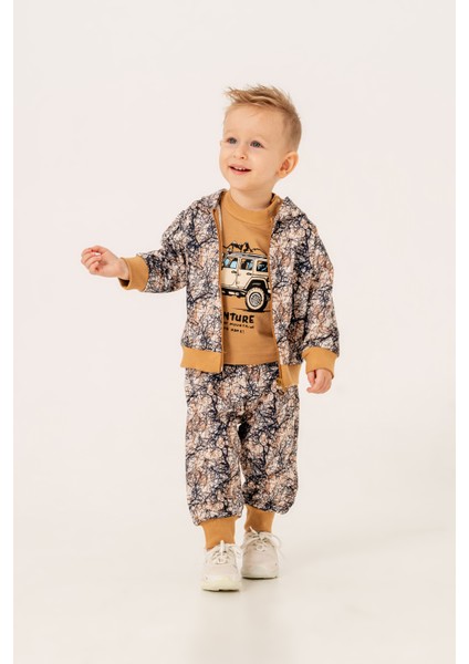 Erkek Bebek Safari Üçlü Eşofman Takımı