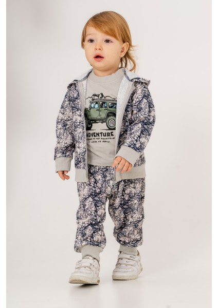 Erkek Bebek Safari Üçlü Eşofman Takımı