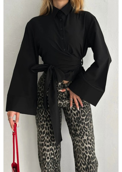 Kadın Bağlama Detaylı Basic Gömlek