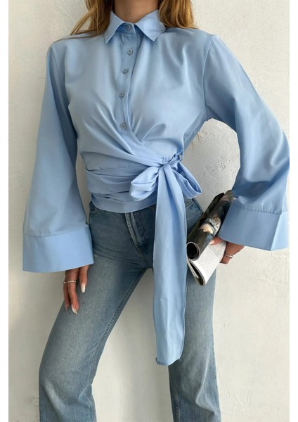 Kadın Bağlama Detaylı Basic Gömlek