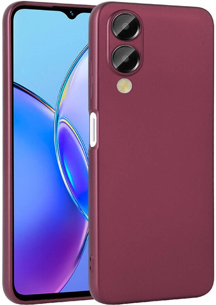 Vivo Y17S Kılıf Kamera Korumalı Mat Premium Silikon-Mürdüm + Nano Ekran Koruyucu