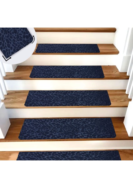 Lacivert Kaydırmaz Keçe Merdiven Matı 22X75 cm -15 Adet