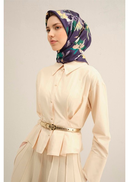 Çiçek Desenli Saf İpek Twill Eşarp 9347 54 fiyatları