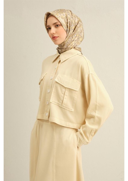 Geometrik Desenli Saf İpek Twill Eşarp 9309 07