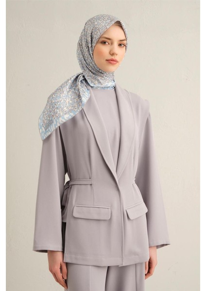 Desenli Saf İpek Twill Eşarp 9352- 04