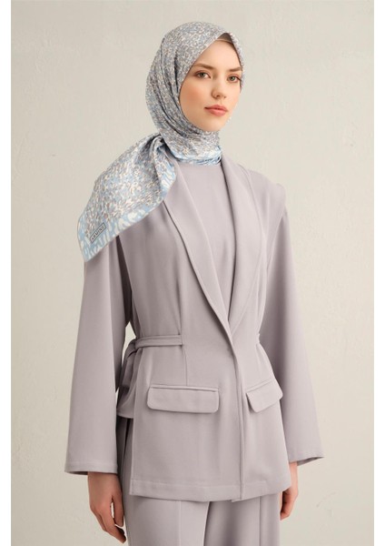 Desenli Saf İpek Twill Eşarp 9352- 04
