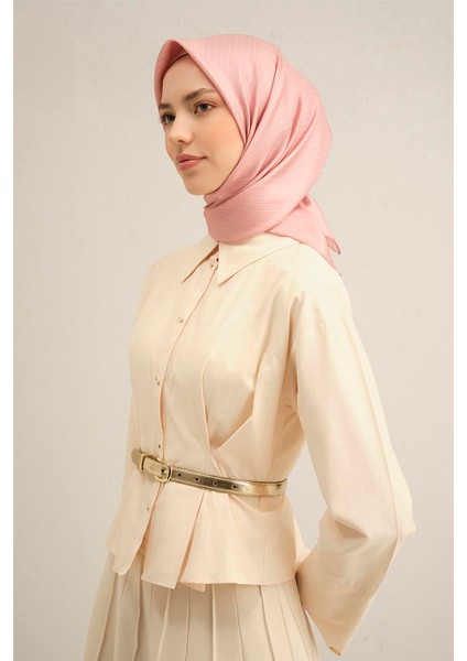 Çiçek Desenli Saf İpek Twill Eşarp 9353 01