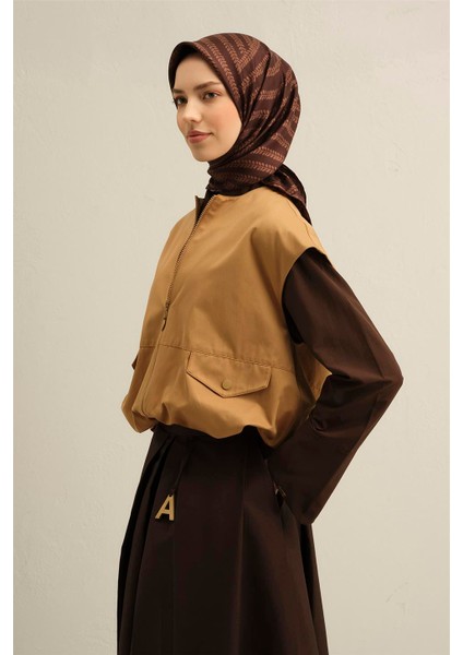 Klasik Desenli Saf İpek Twill Eşarp 9356 84