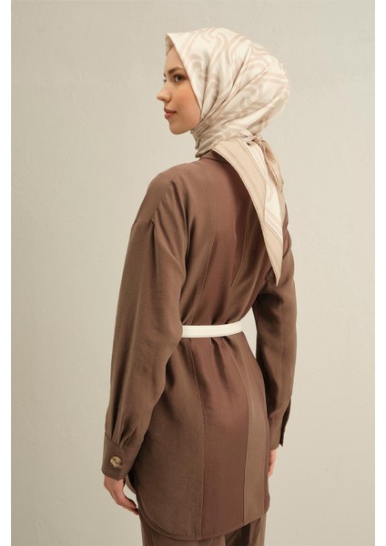 Klasik Desenli Saf İpek Twill Eşarp 9348 34