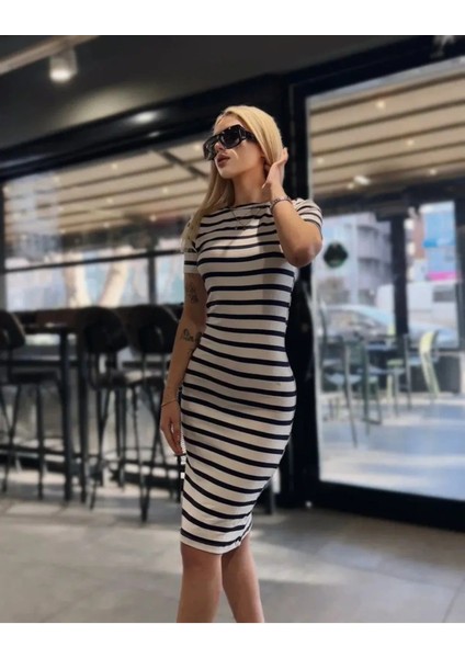 Kadın Çizgili Modal Kısa Kol Elbise fiyatları