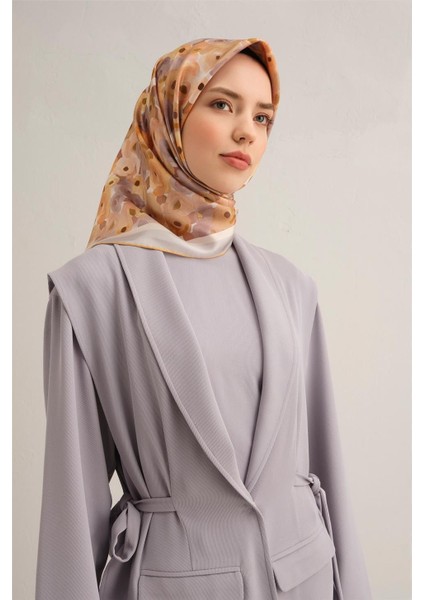 Çiçek Desenli Saf İpek Twill Eşarp 9305 37