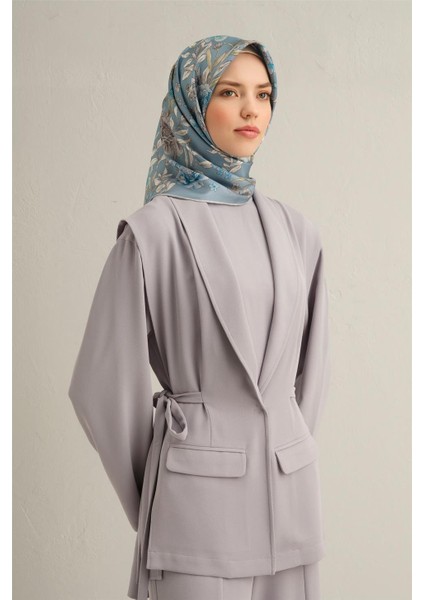 Leopar Desenli Saf İpek Twill Eşarp 9352 05