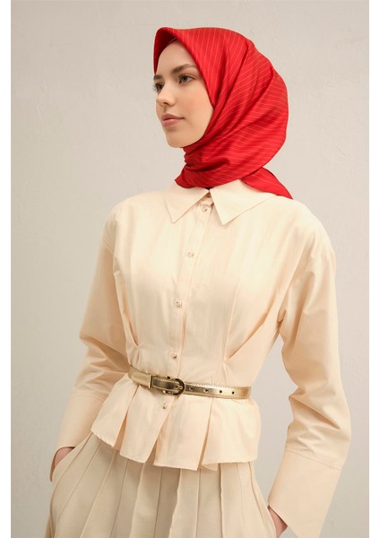 Çiçek Desenli Saf İpek Twill Eşarp 9353 85