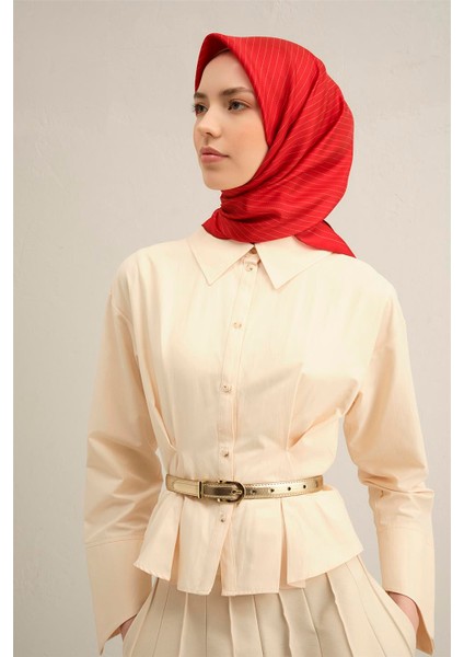 Çiçek Desenli Saf İpek Twill Eşarp 9353 85