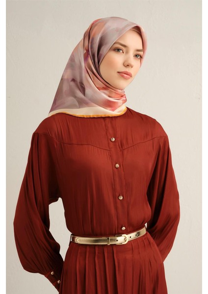 Çiçek Desenli Saf İpek Sura Eşarp 9316 37