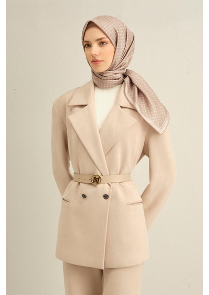 Soyut Desenli Saf İpek Twill Eşarp 9350 14