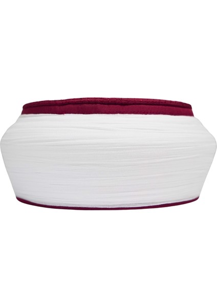 Talebe Sarığı-Beyaz Kumaş-Bordo Takke-Yuvarlak Sarım-Nâli Şerif-5 Metre