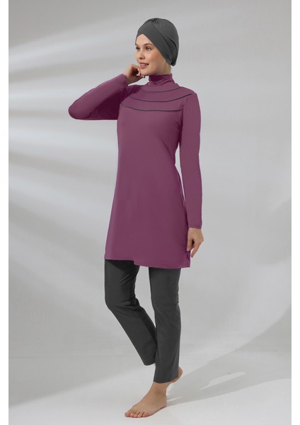Büyük Beden Likralı Tam Kapalı Tesettür Mayo 1286 Fuşya modelleri