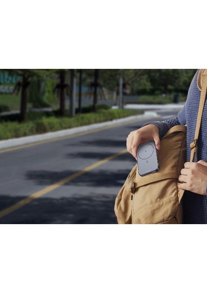 10.000 mAh 22,5W Magsafe Wireless Standlı Kablosuz Hızlı Powerbank 1xUSB-A, 1xUSB-C, Uzay Grisi - 15086