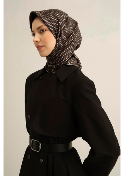 Çiçek Desenli Saf İpek Twill Eşarp 9312 04