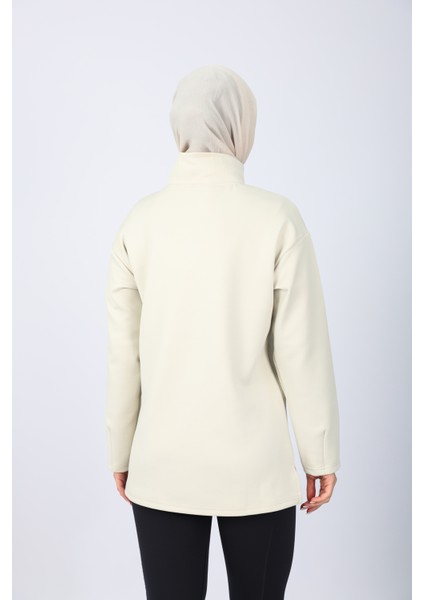 Taş Oversize Fermuar Detaylı Scuba Örme Tunik modelleri