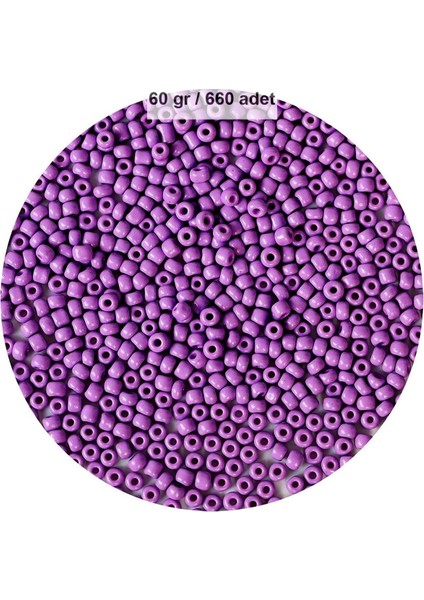 Mor Renk 4 Mm Yaklaşık 660 Adet / 60 Gram Cam Boncuk Oya Yazma Bileklik Ve Kolye