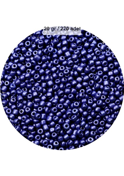 Lacivert Renk 4 Mm Yaklaşık 220 Adet/20 Gram Cam Boncuk Oya Yazma Bileklik Ve Kolye