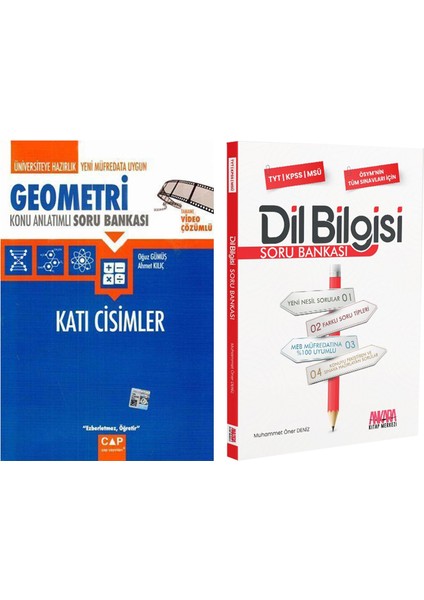 Çap Yayınları Geometri Katı Cisimler ve Akm Dil Bilgisi Soru Bankası Seti 2 Kitap