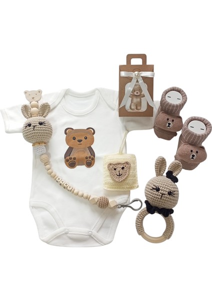 Hoşgeldin Bebek, Unisex, Yenidoğan Bebek Motifli Baskılı Amigurumi Hediye Seti fiyatları